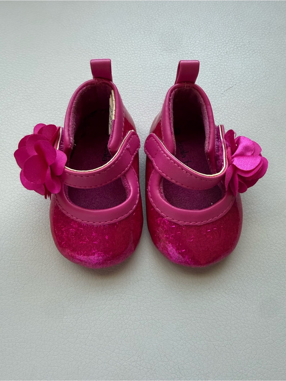 Baby Mary Jane Flower Shoes in Fuchsia